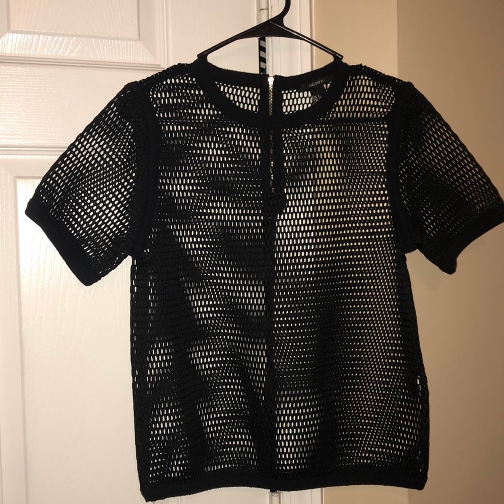 BOOHOO Black Mesh Top